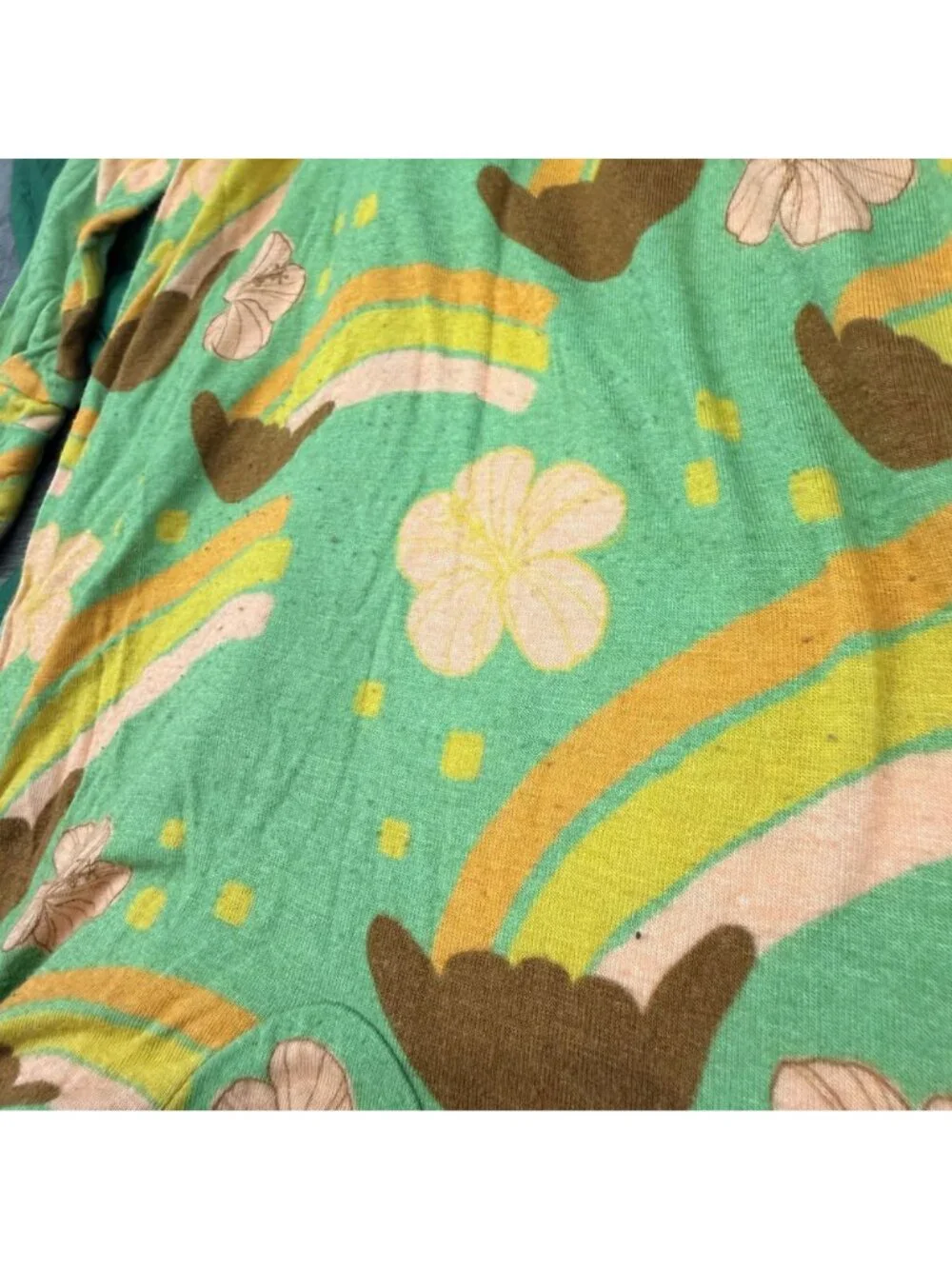 Elli-O Hawaii Bamboo Toddler 12-18M Green Rainbow Shaka Convertible Coverall